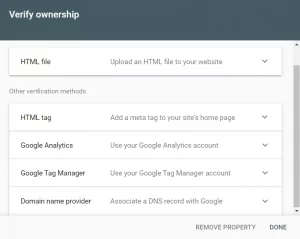 Google Search Console verify ownership