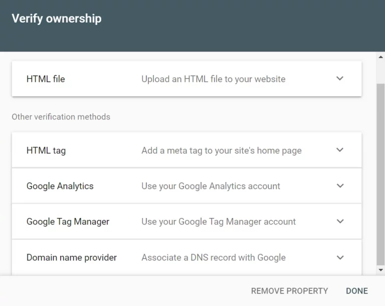 Google Search Console verify ownership