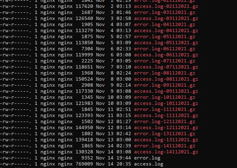 WordPress Error Access log files