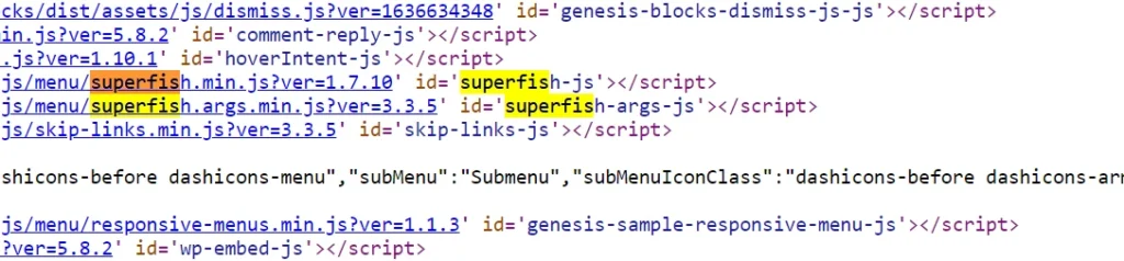 Superfish menu example